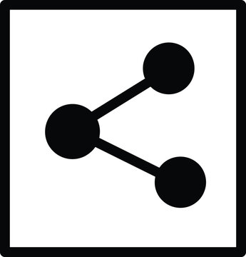 Black silhouette share icon symbol inside a square frame representing social media connection and network sharing vector illustration isolated on white background.