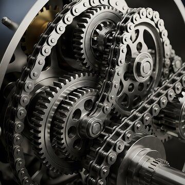 Intricate Gears and Chains - A Close-Up of Mechanical Precision.