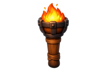 Medieval torch icon for historical design and decoration concepts