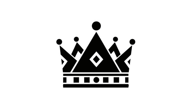 Simple black crown icon with geometric design and minimalist style.