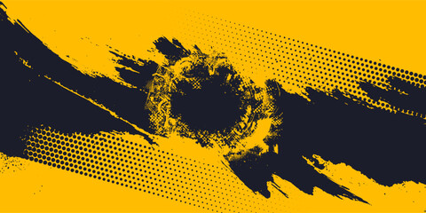 Social media post template background vector, editable post template social media banners with grunge warning system mark illustration