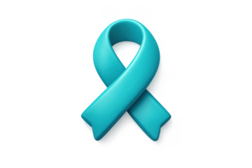 Teal ribbon icon for health awareness campaigns and design projects