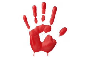 Red handprint isolated on a transparent background
