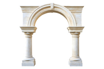 Naklejka premium Classic antique marble archway entrance roman greek architecture column pillar stone gate ornament structure historical monument palace decoration element building isolated on transparent background