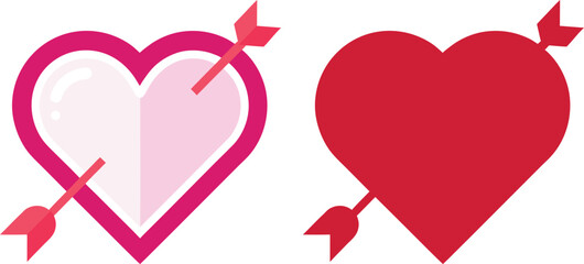Two hearts with arrows on a white background
