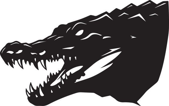 Godzilla head illustration with open mouth and sharp teeth isolated on transparent background
