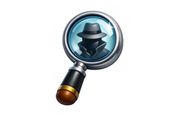 Cartoon magnifying glass with detective theme for mystery and investigation projects