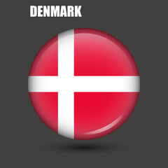 Obraz premium The national flag of Denmark is round.Vector.Round 3d flag icon with high detail.Spherical illustration of the flag.