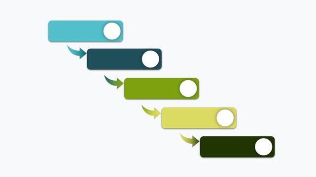 Modern Step-by-Step Infographic Template with Teal and Green Rectangular Blocks and Arrows