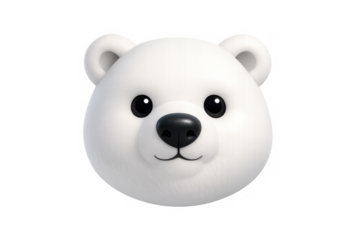 Cute cartoon polar bear portrait illustration - simple design for wall art or children's room decor