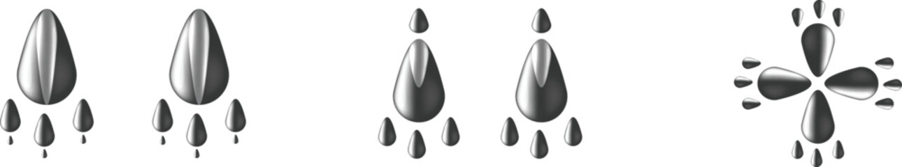 Paw footprint icon set, paw print icons in different style