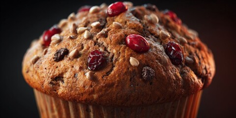 Close-up of Festive Muffin for Christmas and New Year Celebration