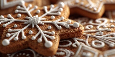 Closeup of Festive Christmas Gingerbread Cookie for Holiday Celebrations