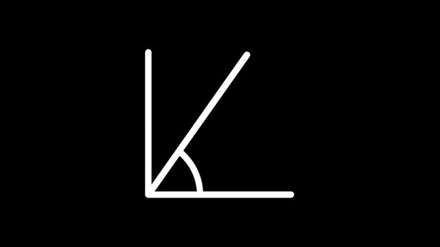 Geometric angle measurement with arc and lines on a black background