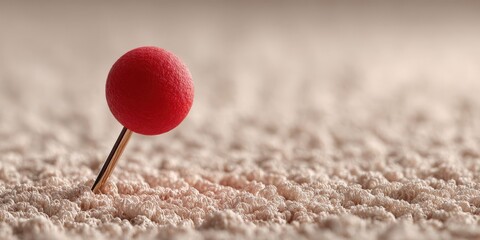 Close-Up of Red Pushpin Securing 2026 Date on Textured Beige Surface
