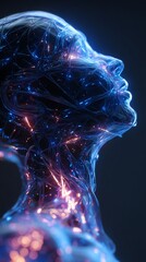 Conceptual illustration of safe and ethical generative AI, showcasing innovation while ensuring responsible usage and societal impact.