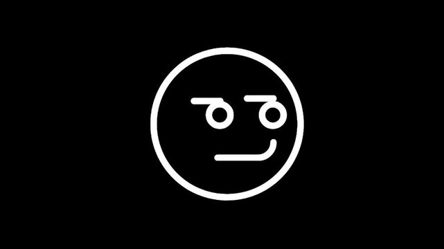 Skeptical emoji face icon with a sly smirk and narrowed eyes on a black background