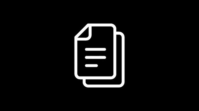 Simple white document icon with lines on a black background, representing text or information
