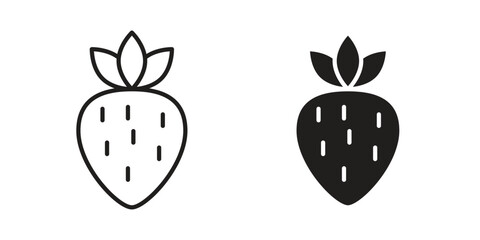 Strawberry icons with different styles. Vector logo illustration simple design.
