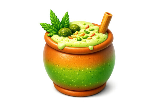 Traditional bhang drink icon with cannabis leaves for holi festival poster or card design