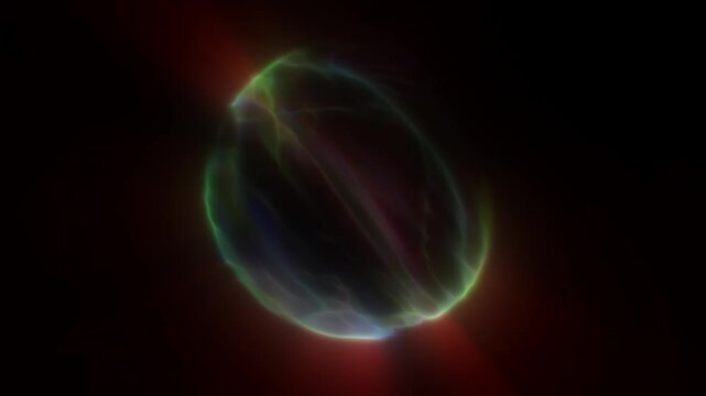Multicolored glowing energy sphere floating in dark space