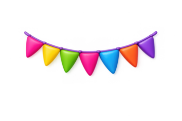 Colorful festival bunting design with vibrant gradient background for celebratory decorations