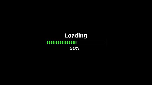Loading progress bar with percentage counter and system status update. Loading workflow display with numeric progress and process tracking. Loading interface digital task and data handling.
