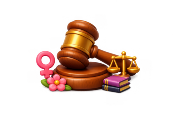 Justice gavel with scales and gender symbol concept for legal equality awareness design
