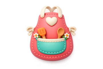 Cute chef apron illustration with heart and cooking utensils for kitchen decor