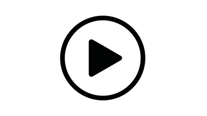 Black Play Button Icon on White Background.
