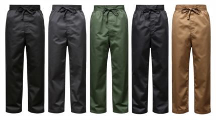 Men’s Casual Drawstring Pants Set in Multiple Colors Isolated on Transparent background