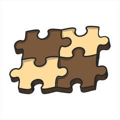 Interlocking puzzle pieces in brown and tan colors symbolizing diversity and unity concept