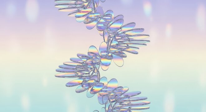 Dna double helix structure with colorful gradient background - Powered by Adobe