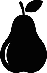 Pear Fruit Icon Black Silhouette Vector Illustration