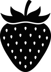 Strawberry Fruit Icon Black Silhouette Vector Illustration