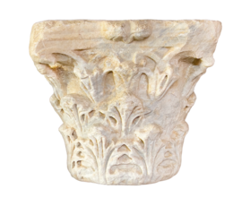 Ancient corinthian marble capital with acanthus leaves