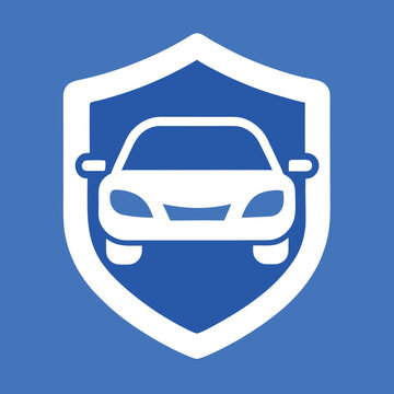 Minimalist Car Icon with a Shield Symbolizing Automotive Safety and Insurance Protection