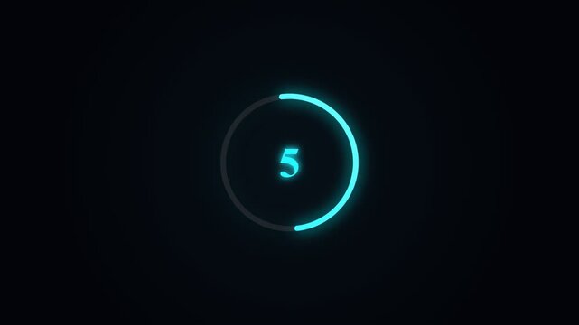 Countdown Timer with Neon Blue Numbers.