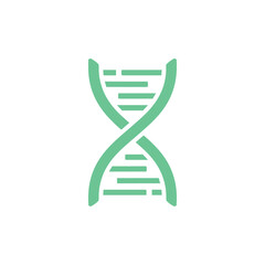 Green dna double helix structure illustration on white background for science and genetics concepts