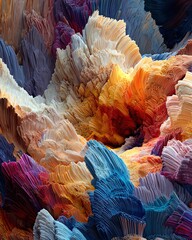 An artistic representation of generative AI blending vibrant colors and unique forms, showcasing creativity and innovation.