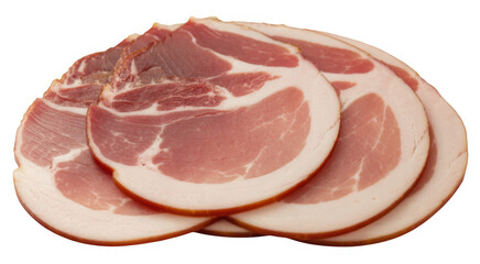 Sliced ham isolated meat food isolated on a transparent background