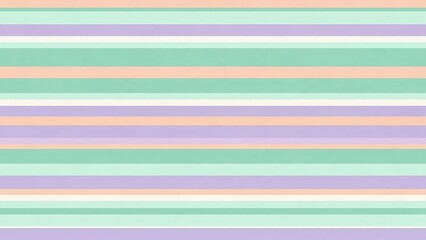 Pastel horizontal stripes in shades of green, purple, white, and peach create a soft, colorful pattern.