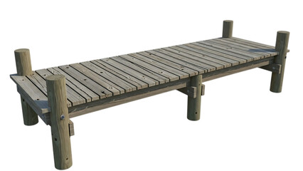 Wooden dock isolated cut out on PNG. AI GENERATED.