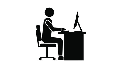 person sitting at desk with computer silhouette
