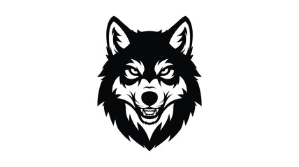 Obraz premium Intense wolf head design with detailed fur and facial features silhouette