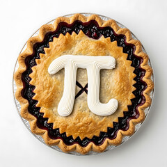 Delicious blueberry pie with pi symbol on top  sweet dessert