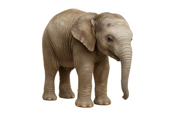 Obraz premium Adorable baby elephant standing facing forward detailed texture isolated on transparent background
