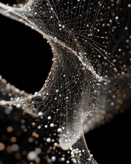 Abstract data points transforming into intricate creative structures, showcasing a blend of technology and innovation.