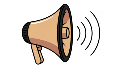 Megaphone with sound waves loudspeaker isolated on a transparent background