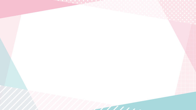 春　ピンクと水色の横長フレーム　16:9